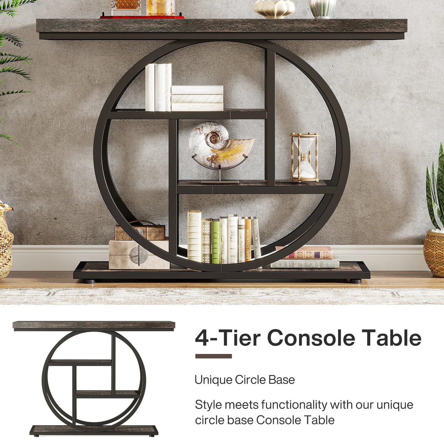 Console Table, 4-Tier Entryway Table, 41.3-Inch Industrial Sofa Table for Living Room, Foyer Hallway Table for Entrance