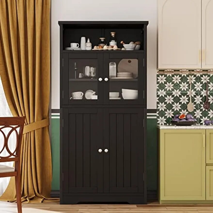 Freestanding Bathroom Cabinet with Open Storage.