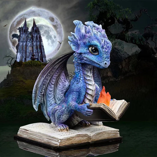 Dragon Statue Hand Painting Magic Dragon Figurine Resin Home Decor Cute Ornaments Lucky