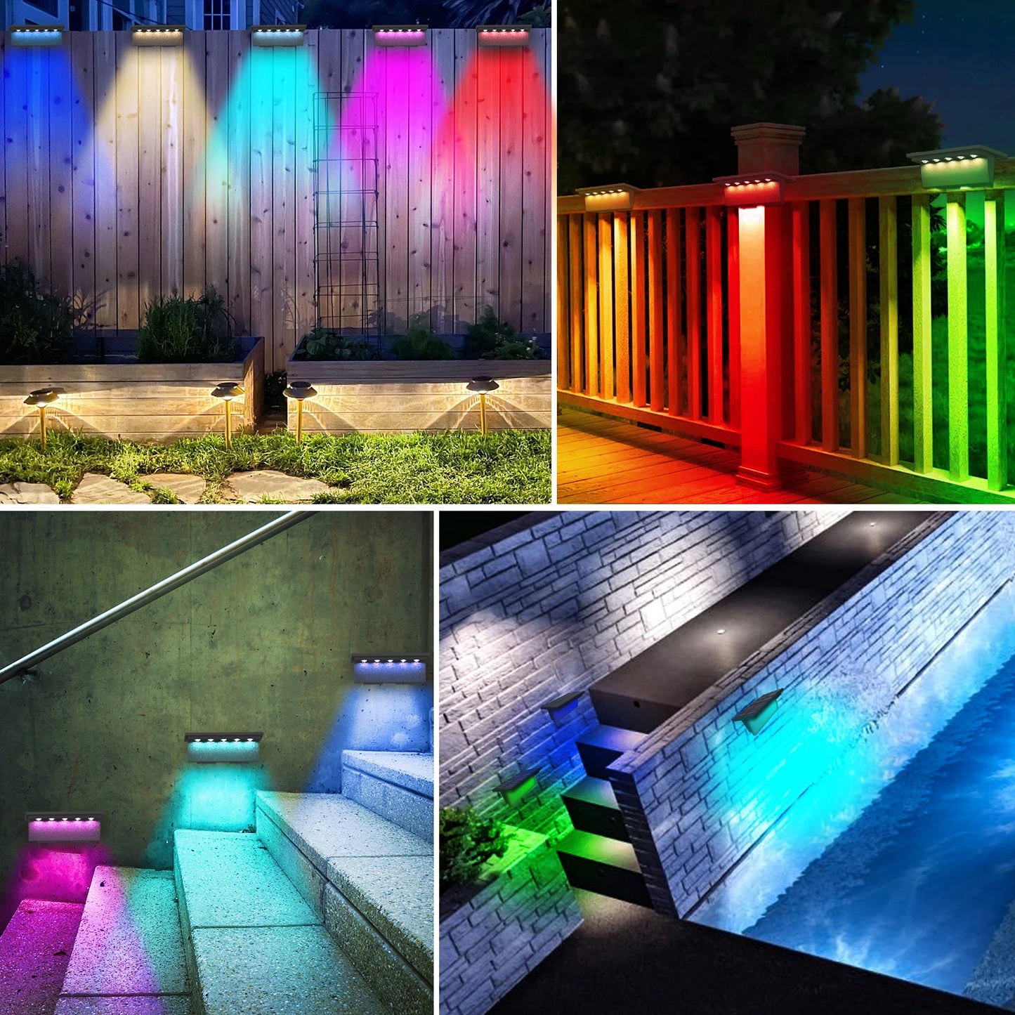 LED Solar Stair Light Path Outdoor Waterproof Wall Lamp Garden Terrace Guardrail Step Light