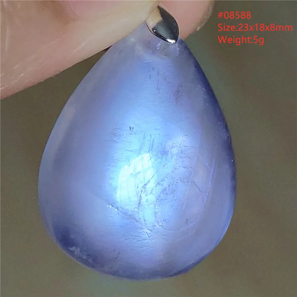 Natural Moonstone Blue Light Water Drop Pendant Necklace Bead Women Men Moonstone Oval Fashion India Jewelry AAAA