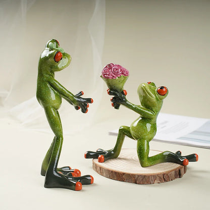 NORTHEUINS Resin Abstract Funny Frog Couple Decoration Wedding Gift Lover Figurines