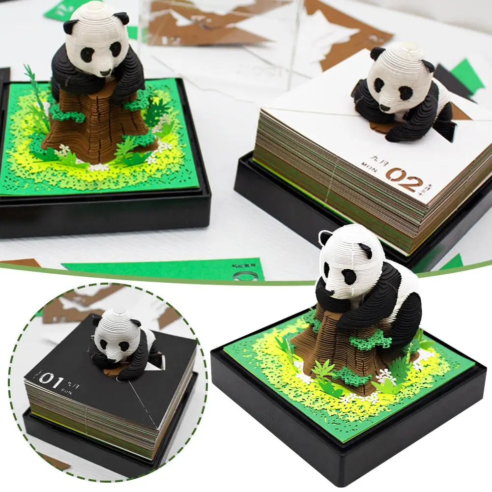 3D Panda 2024 Calendar Memo Pad Creative Desk Calendar Decoration Memo Pad