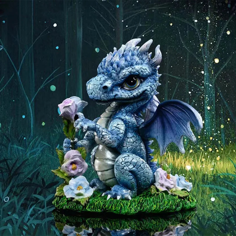 Dragon Statue Hand Painting Magic Dragon Figurine Resin Home Decor Cute Ornaments Lucky