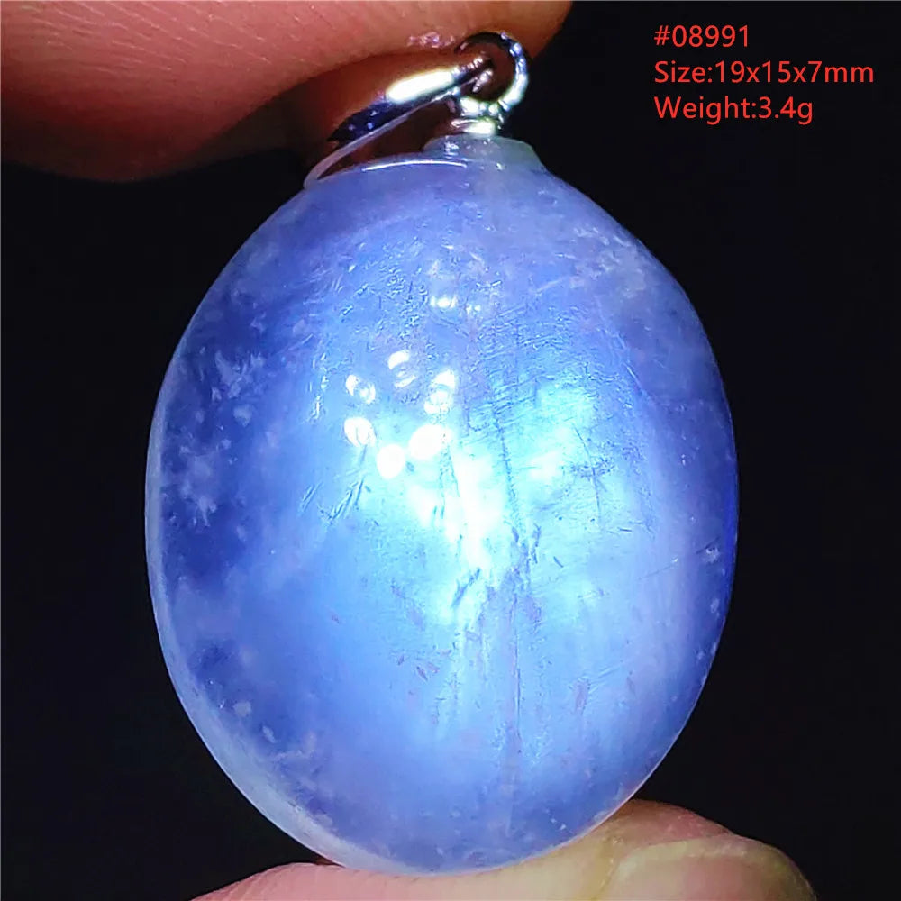 Natural Moonstone Blue Light Water Drop Pendant Necklace Bead Women Men Moonstone Oval Fashion India Jewelry AAAA