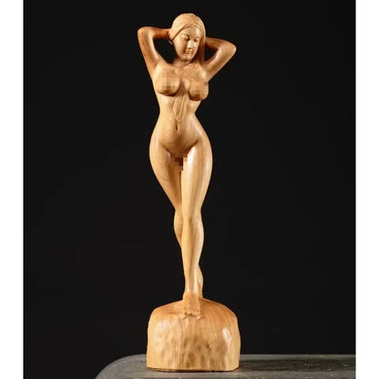 Big-breasted Beauty Decoration Boxwood Sculpture Nude Female Body Art Male Playmaker