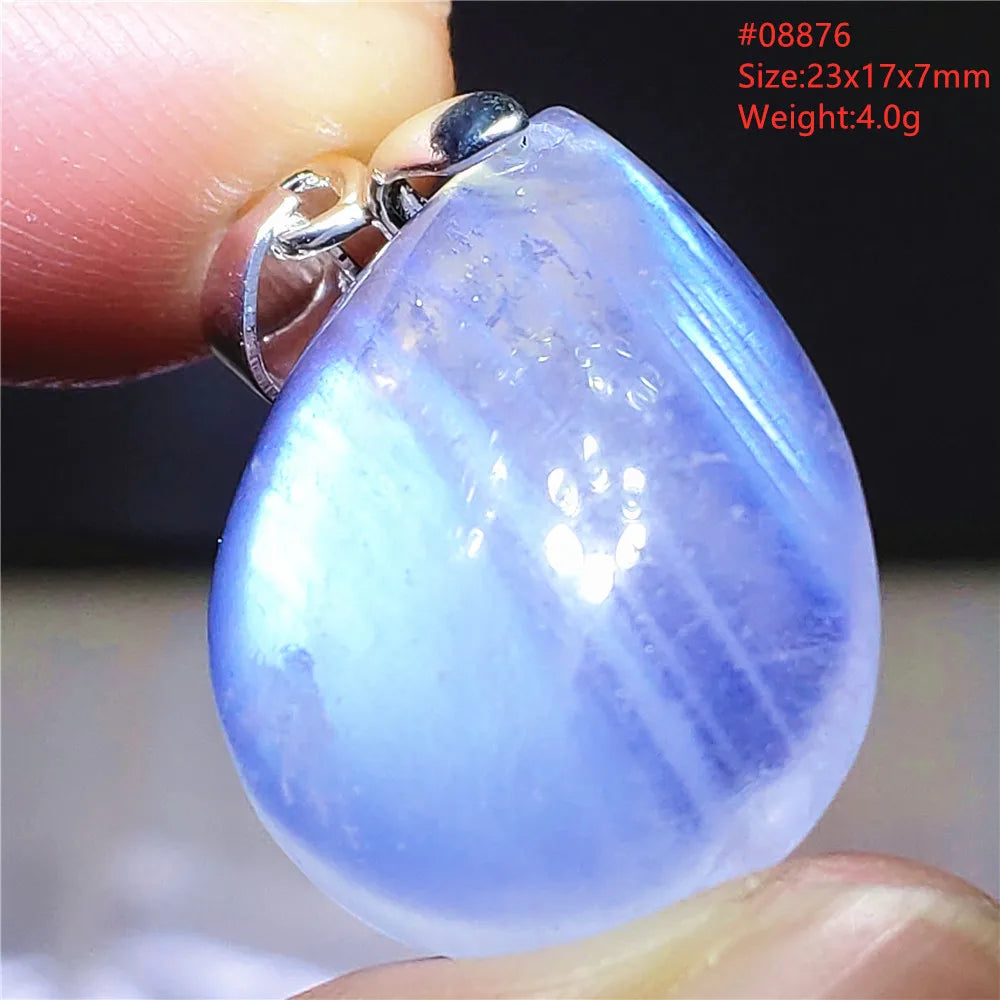 Natural Moonstone Blue Light Water Drop Pendant Necklace Bead Women Men Moonstone Oval Fashion India Jewelry AAAA