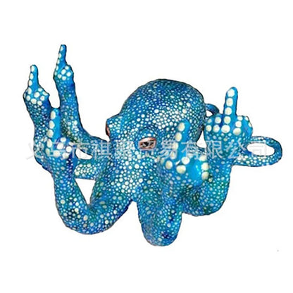 Middle Finger Octopus Statue Resin Garden Octopus Ornaments Desktop Decor Creative Angry Octopus