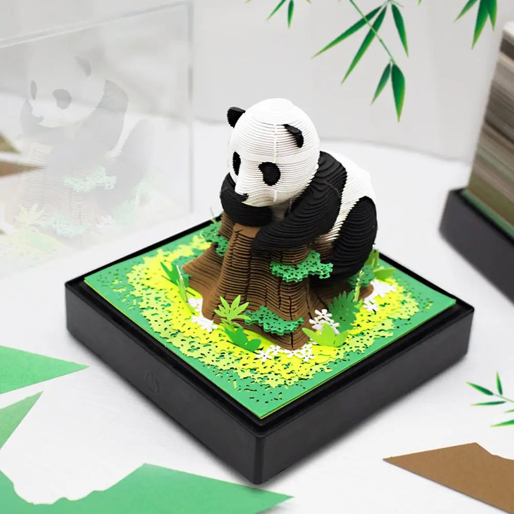 3D Panda 2024 Calendar Memo Pad Creative Desk Calendar Decoration Memo Pad