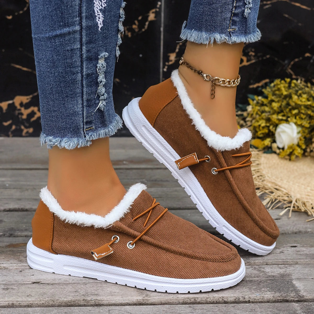 2023 Fur Casual Flats Cotton Boots Winter New Sport Platform Fashion Work Shoes Women Winter