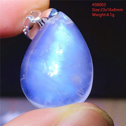 Natural Moonstone Blue Light Water Drop Pendant Necklace Bead Women Men Moonstone Oval Fashion India Jewelry AAAA