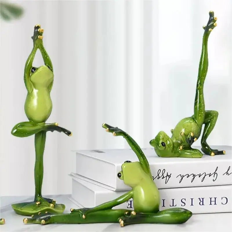 Yoga Frog Figurines Frog Decoration Couple Frogs Sport Frogs Desktop Ornaments Resin Art