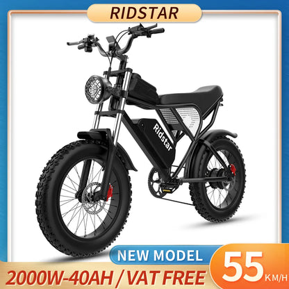 Ridstar Q20 Electric Bike 2000W 48V 40AH Waterproof  Powerful Dual motor 20*4.0 Fat Tire For Mountain Electric Bicycle