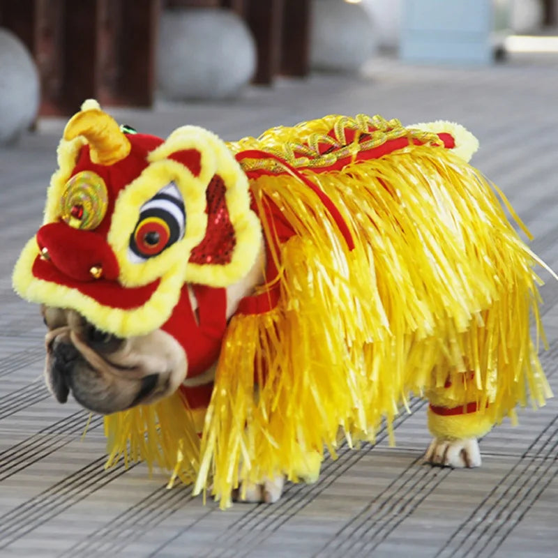 Halloween Pet Dog Clothes Chinese Dance Lion New Year Cosplay Costume Dragon Party Festive Lucky