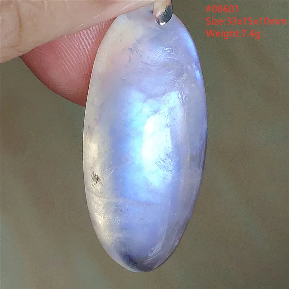 Natural Moonstone Blue Light Water Drop Pendant Necklace Bead Women Men Moonstone Oval Fashion India Jewelry AAAA