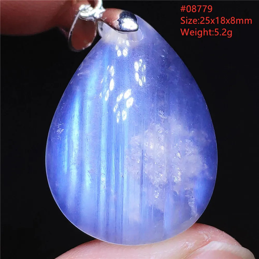 Natural Moonstone Blue Light Water Drop Pendant Necklace Bead Women Men Moonstone Oval Fashion India Jewelry AAAA