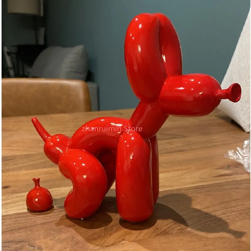 Balloon Dog Doggy Poo Statue Resin Animal Sculpture Home Decoration Resin Craft Office Decor