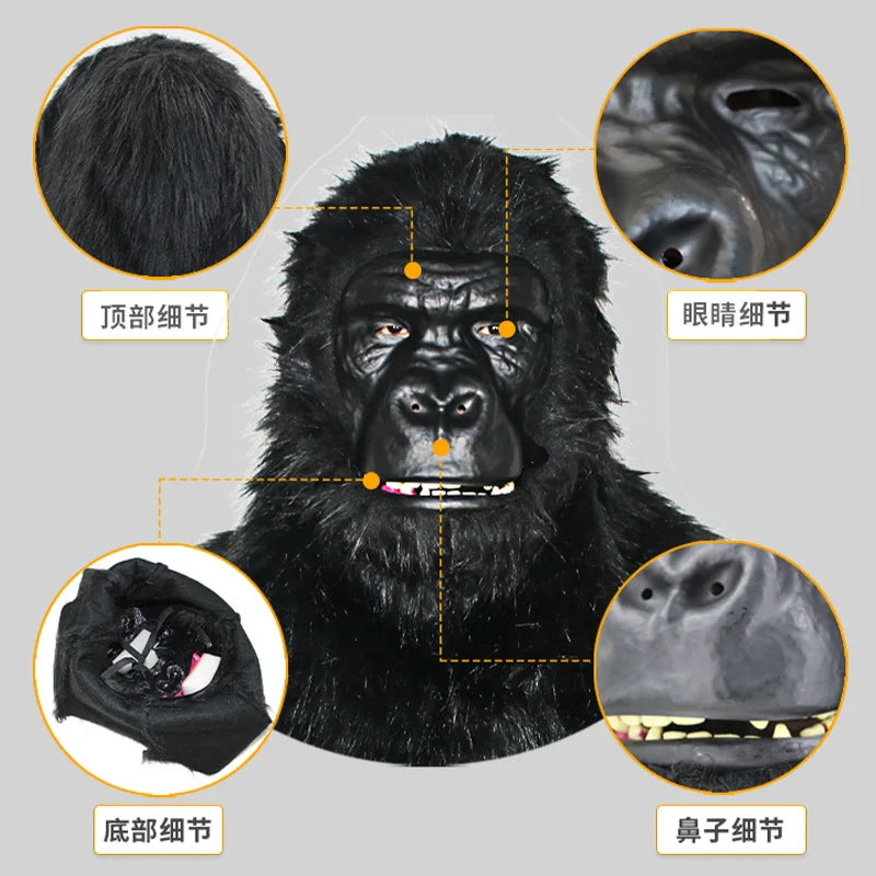 Realistic Gorilla Headgear Mask with Can Bite Open Mouth Funny Animal Headgear Maskmakeup