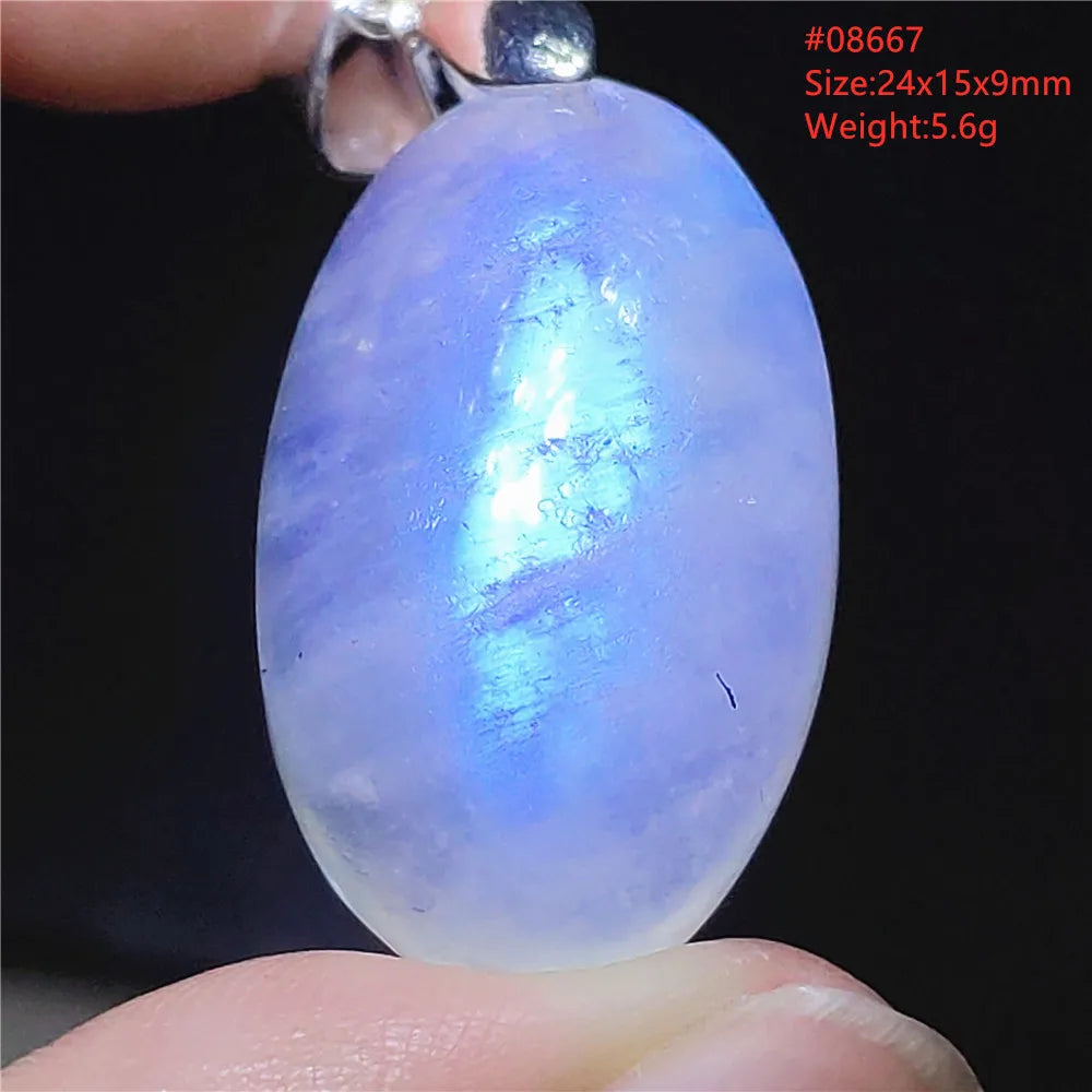 Natural Moonstone Blue Light Water Drop Pendant Necklace Bead Women Men Moonstone Oval Fashion India Jewelry AAAA