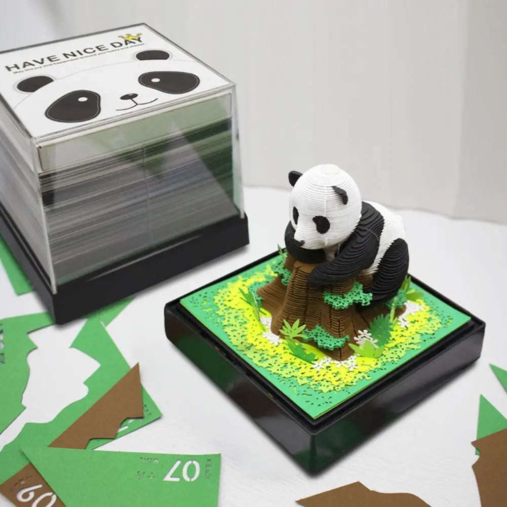 3D Panda 2024 Calendar Memo Pad Creative Desk Calendar Decoration Memo Pad