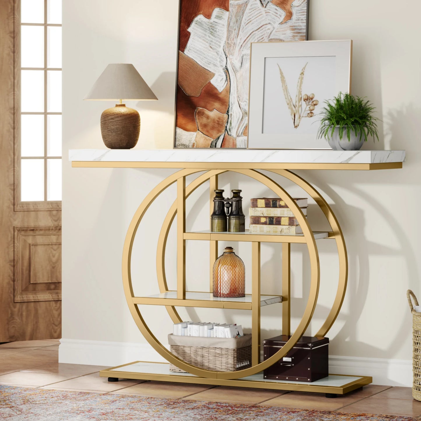 Console Table, 4-Tier Entryway Table, 41.3-Inch Industrial Sofa Table for Living Room, Foyer Hallway Table for Entrance
