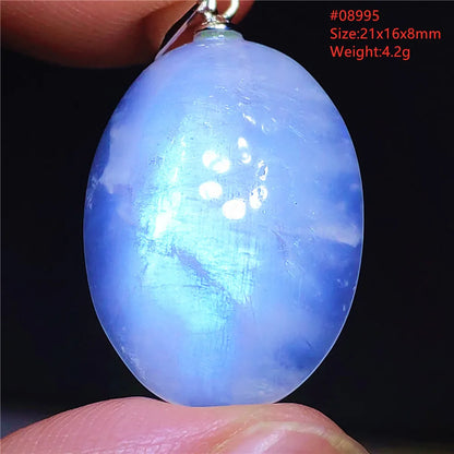 Natural Moonstone Blue Light Water Drop Pendant Necklace Bead Women Men Moonstone Oval Fashion India Jewelry AAAA