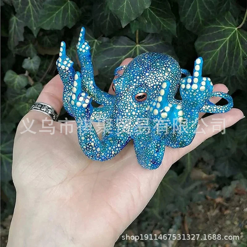 Middle Finger Octopus Statue Resin Garden Octopus Ornaments Desktop Decor Creative Angry Octopus