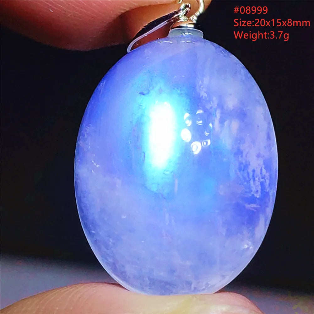 Natural Moonstone Blue Light Water Drop Pendant Necklace Bead Women Men Moonstone Oval Fashion India Jewelry AAAA