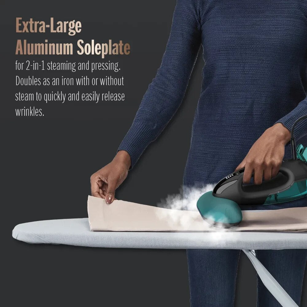 ExtremeSteam 1875 Watt Handheld Fabric, 2-in-1 Steam and Iron, Black/Green GS107