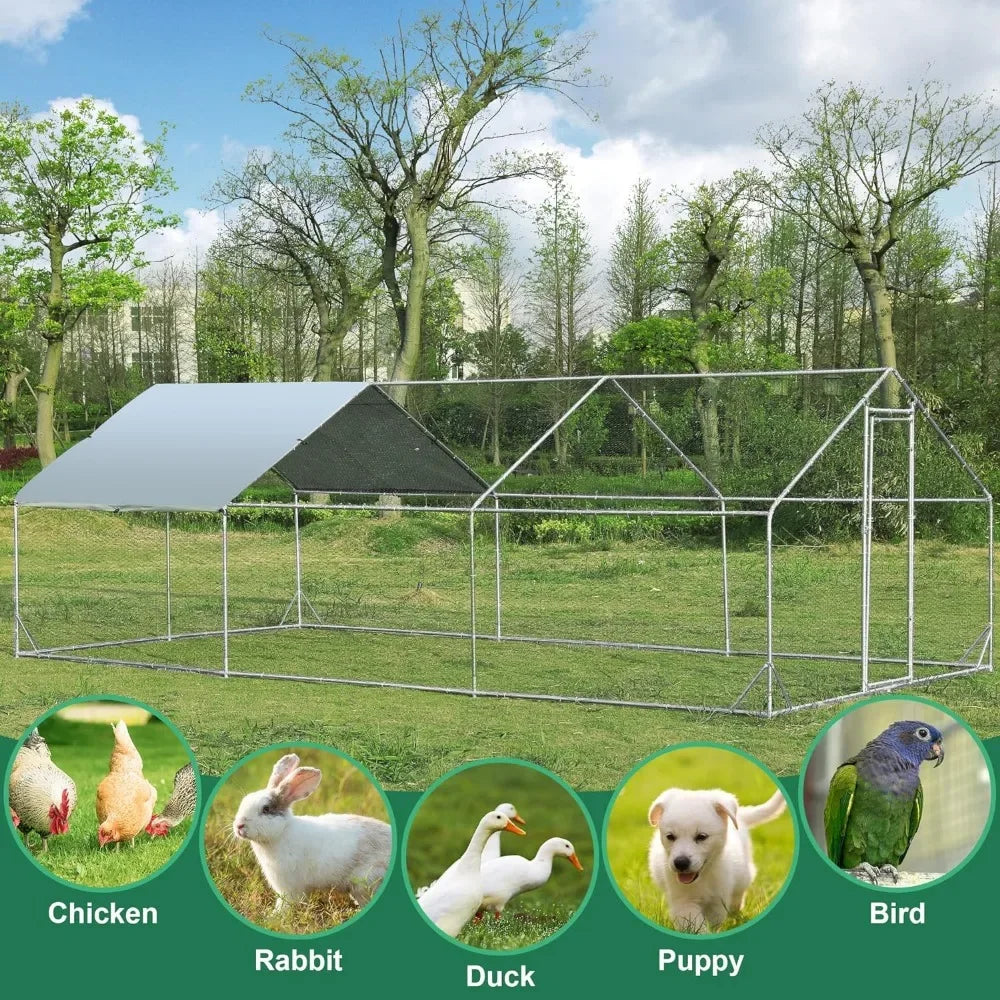 Large Metal Chicken Coop Upgrade Tri-Supporting Wire Mesh Chicken Run Toys Hens Accessories Cage for Chickens Rabbits Henhouse