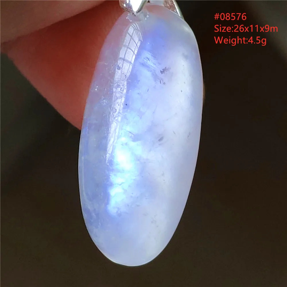 Natural Moonstone Blue Light Water Drop Pendant Necklace Bead Women Men Moonstone Oval Fashion India Jewelry AAAA