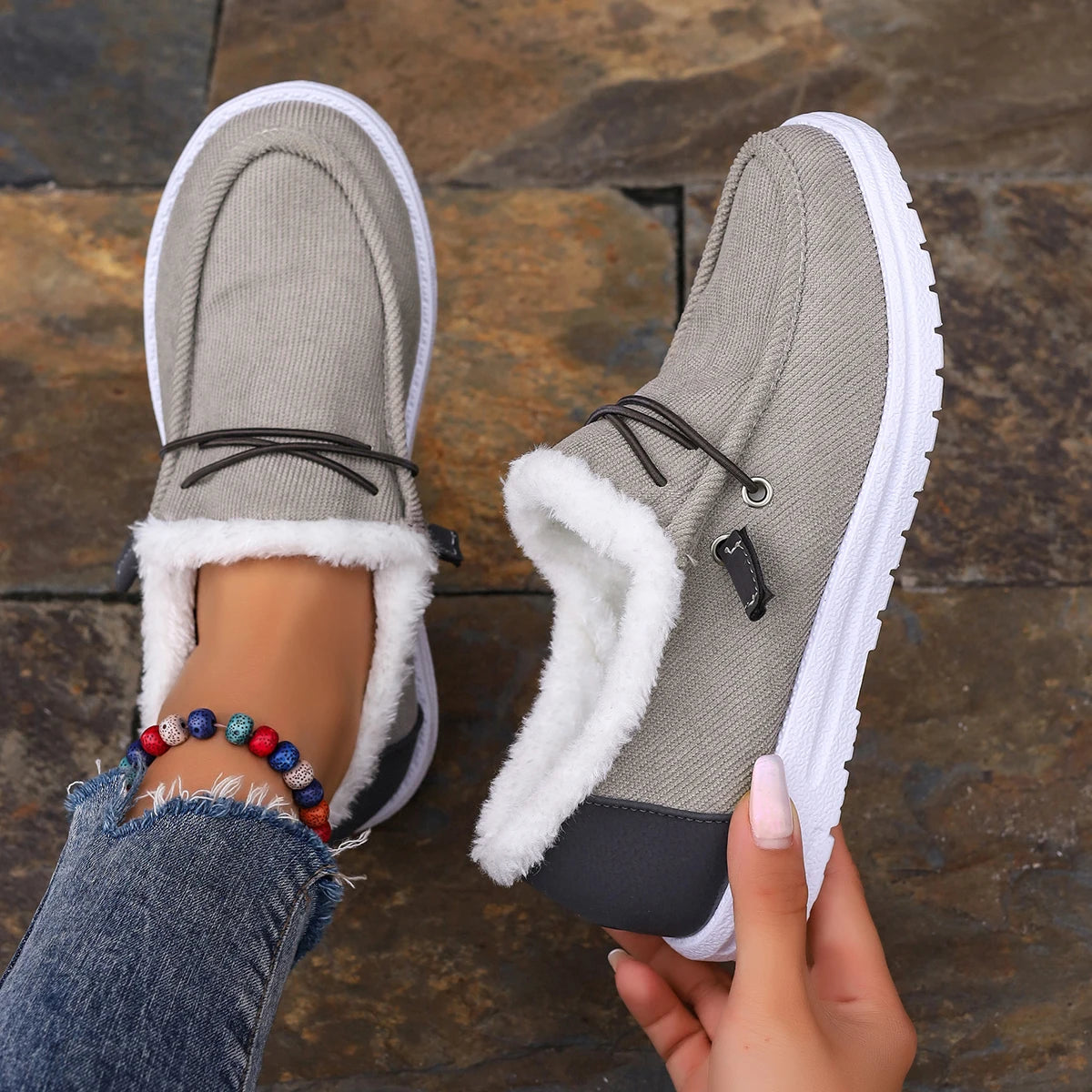 2023 Fur Casual Flats Cotton Boots Winter New Sport Platform Fashion Work Shoes Women Winter