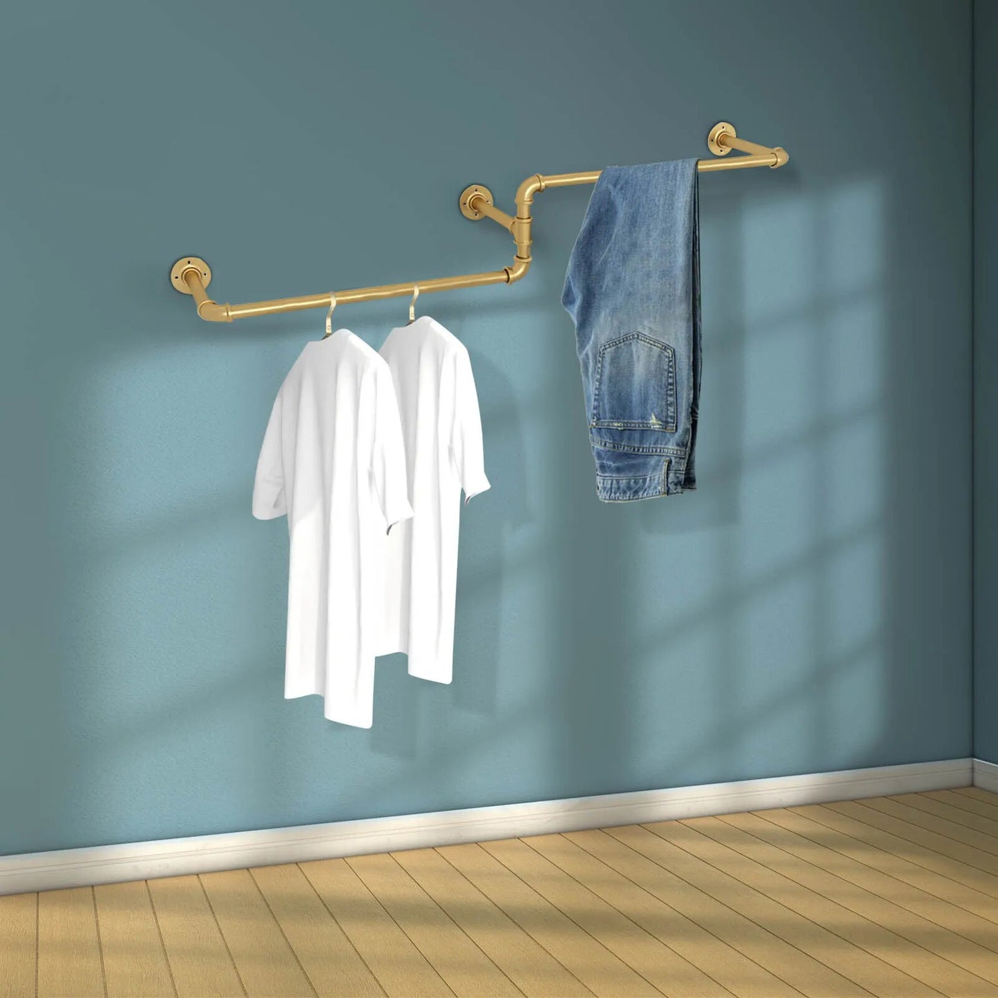 Clothes Rack Industrial Iron Pipe Wall Mounted, Hanging Rod