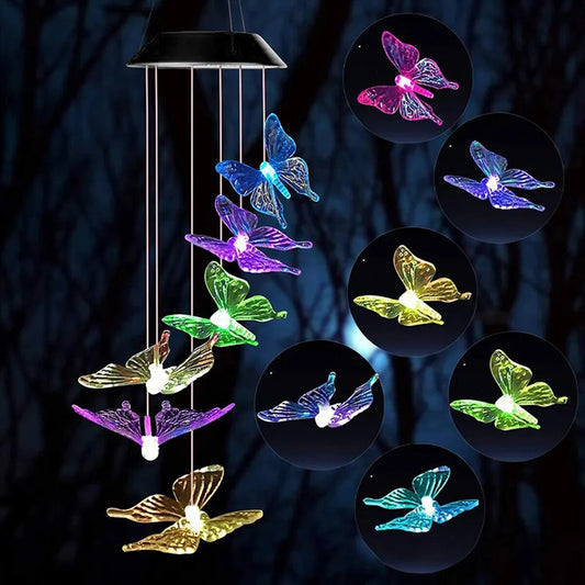 LED Solar Wind Chime Light Color Changing Mirror Ball Wind Chimes Lamp IP65 Waterproof