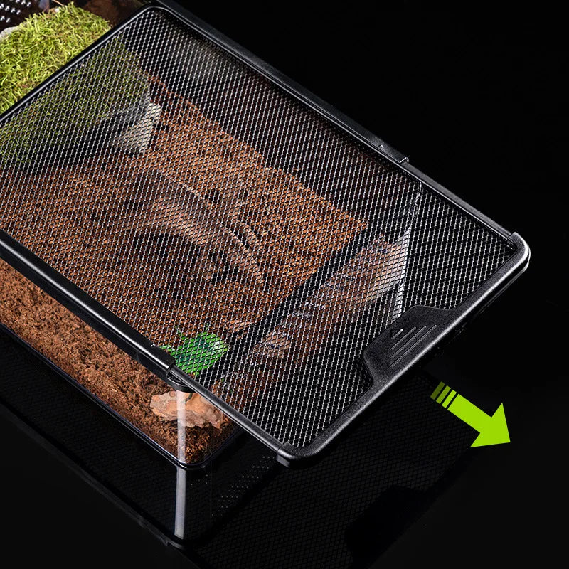 Transparent Reptile Animal Insect Pet Breathable Feeding Plastic Box Hamster Frog Snake Escape-Proof Cage Turtle Lizard Silkworm