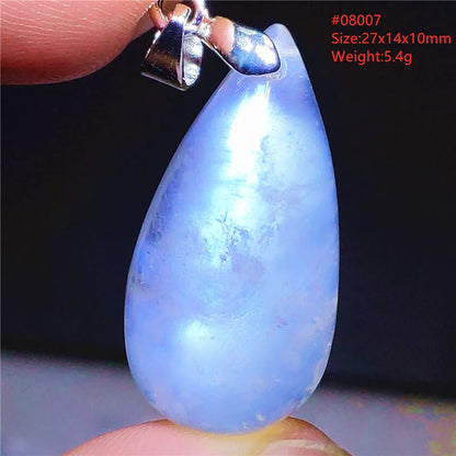 Natural Moonstone Blue Light Water Drop Pendant Necklace Bead Women Men Moonstone Oval Fashion India Jewelry AAAA