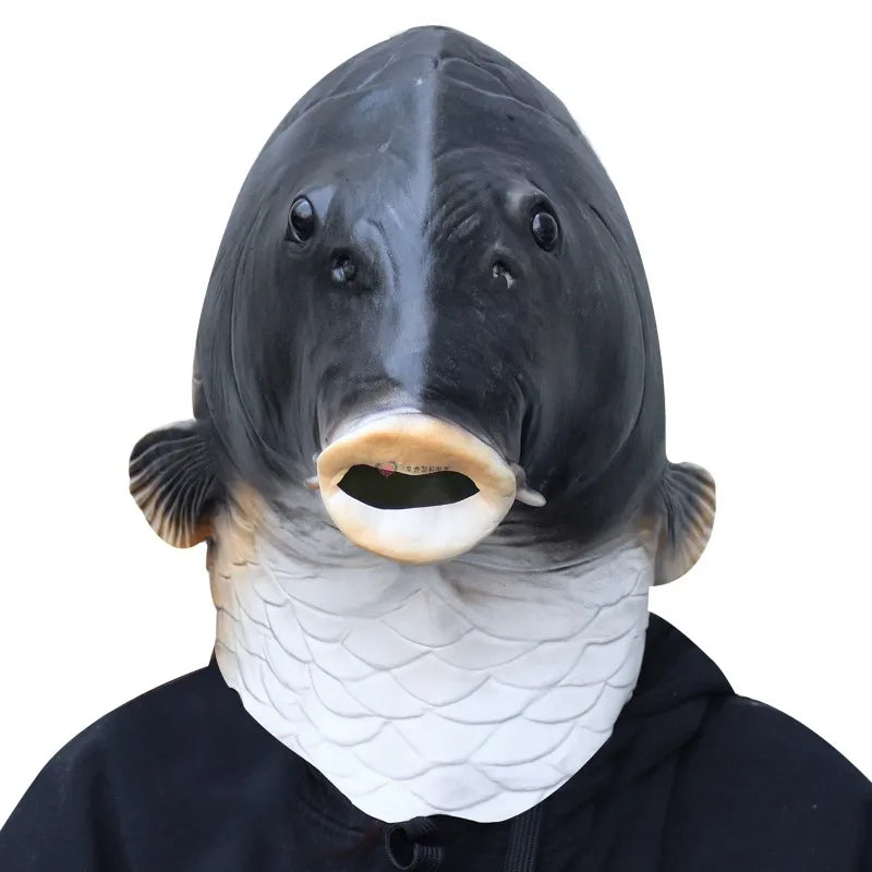 Funny Cospaly Fish Head Mask Carnival Masquerade Party Cospaly Prop Full Face Halloween Latex