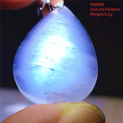 Natural Moonstone Blue Light Water Drop Pendant Necklace Bead Women Men Moonstone Oval Fashion India Jewelry AAAA