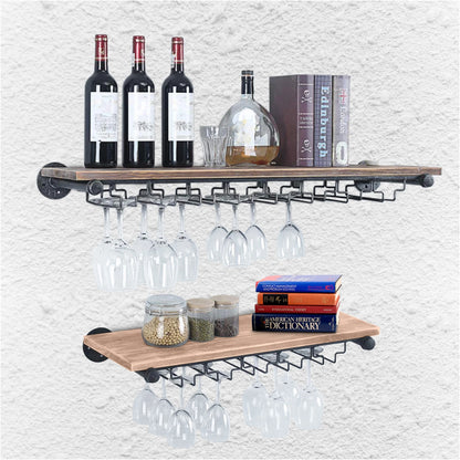 24/36Inch Wine Rack Wall Mount Rack Cabinet Kitchen Bar Wine Glass Holder Hanging Rack