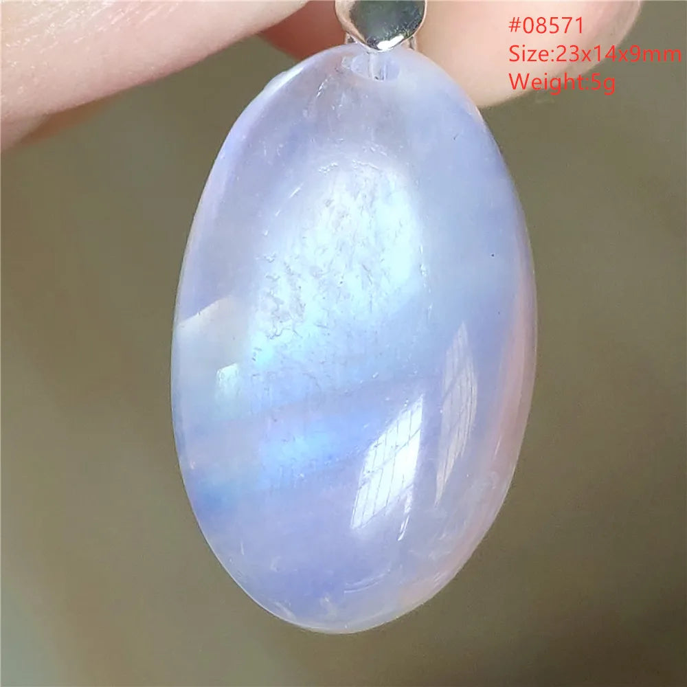 Natural Moonstone Blue Light Water Drop Pendant Necklace Bead Women Men Moonstone Oval Fashion India Jewelry AAAA