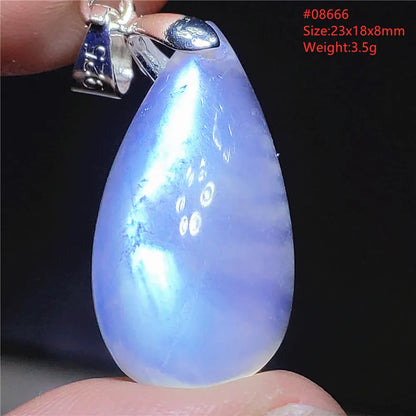 Natural Moonstone Blue Light Water Drop Pendant Necklace Bead Women Men Moonstone Oval Fashion India Jewelry AAAA