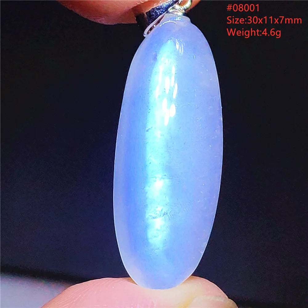 Natural Moonstone Blue Light Water Drop Pendant Necklace Bead Women Men Moonstone Oval Fashion India Jewelry AAAA