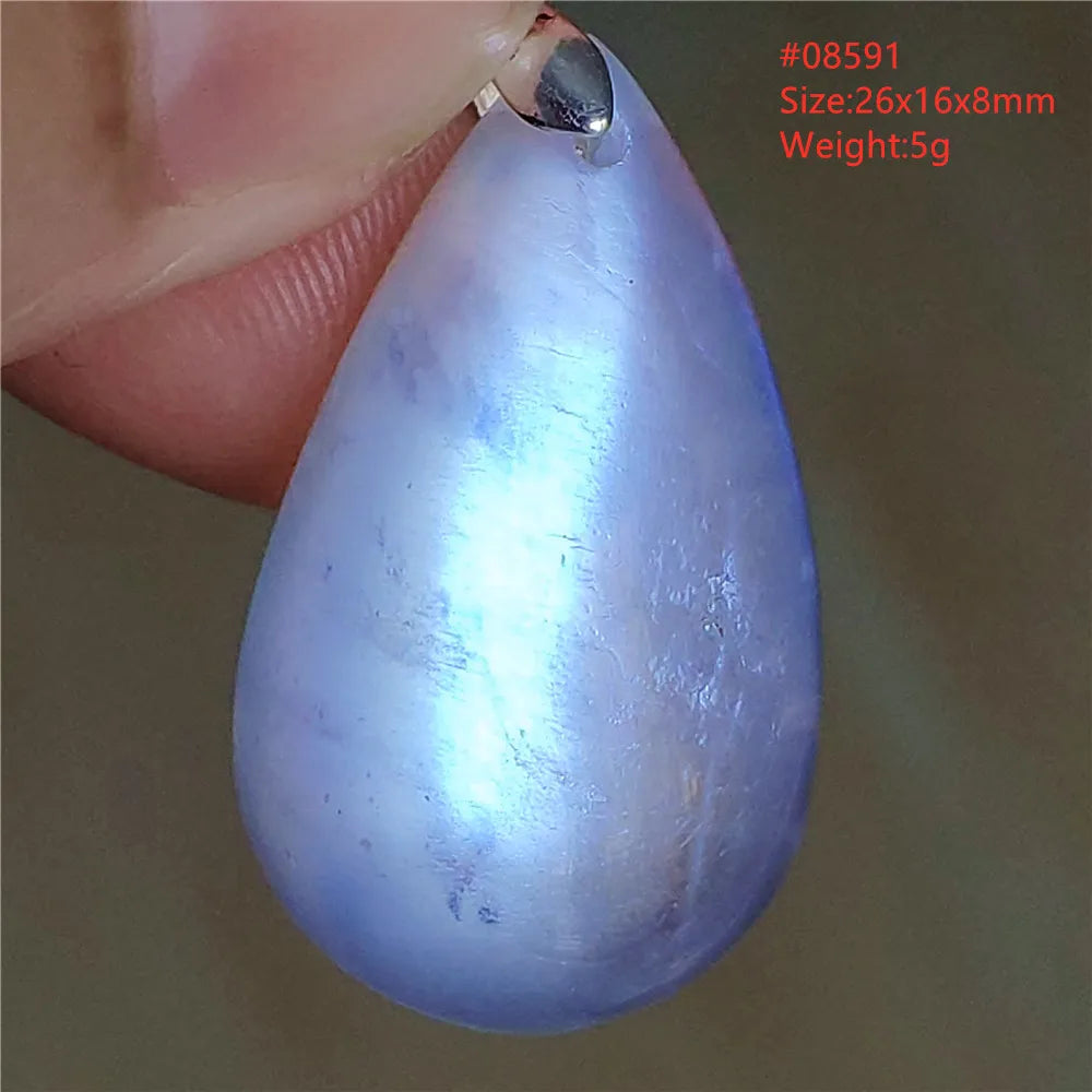 Natural Moonstone Blue Light Water Drop Pendant Necklace Bead Women Men Moonstone Oval Fashion India Jewelry AAAA