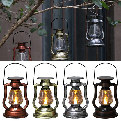 Solar LED Light Outdoor Retro Kerosene Lamp, Solar Hanging Light Portable Lantern