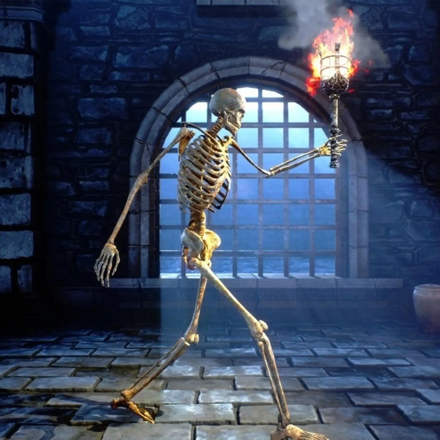 165cm Realistic Plastic Halloween Skeleton Decoration Adjustable Joints Can be Suspended from Ceiling for Halloween or Prank The