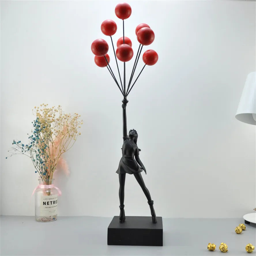 Banksy Balloon Girl Sculptures Figurines Home Decoration Resin Flying Balloon Girl Statue Luxury