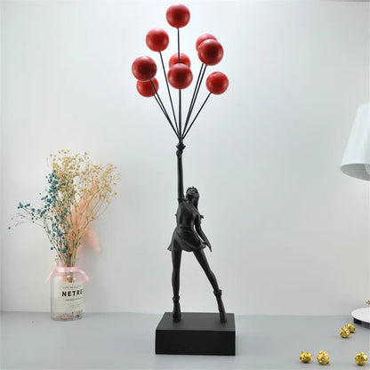 Banksy Balloon Girl Sculptures Figurines Home Decoration Resin Flying Balloon Girl Statue Luxury