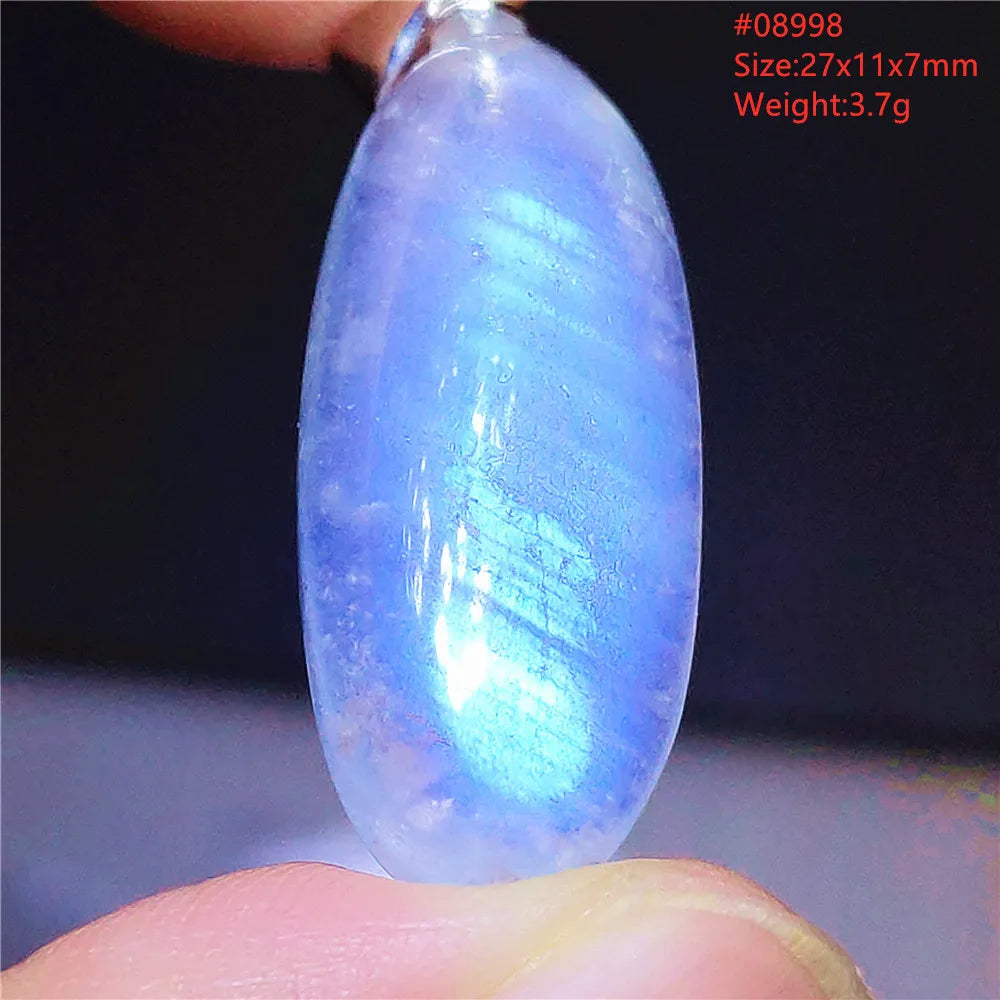 Natural Moonstone Blue Light Water Drop Pendant Necklace Bead Women Men Moonstone Oval Fashion India Jewelry AAAA