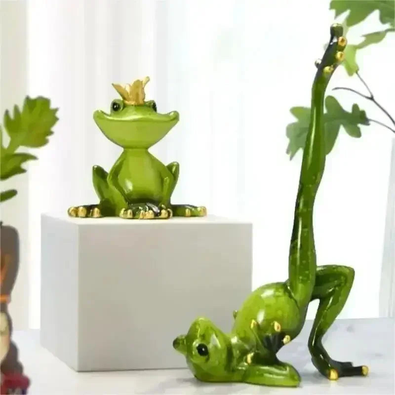 Yoga Frog Figurines Frog Decoration Couple Frogs Sport Frogs Desktop Ornaments Resin Art