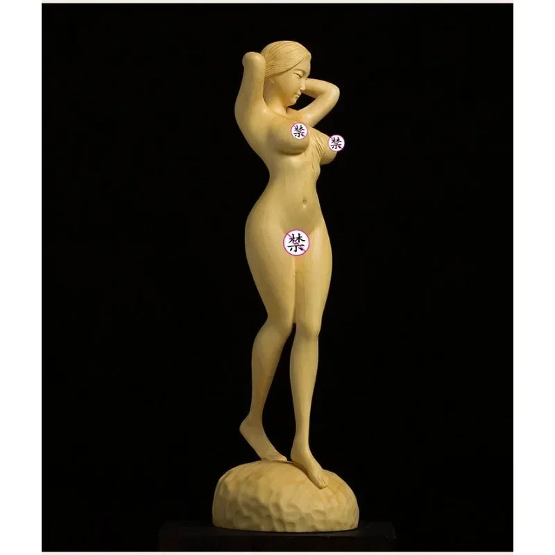 Big-breasted Beauty Decoration Boxwood Sculpture Nude Female Body Art Male Playmaker